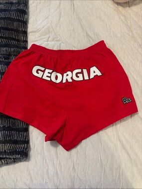 Georgia Women's Athletic Shorts in Red with Elastic Waist